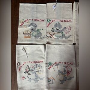 Good Luck Vintage embroidered dish towels